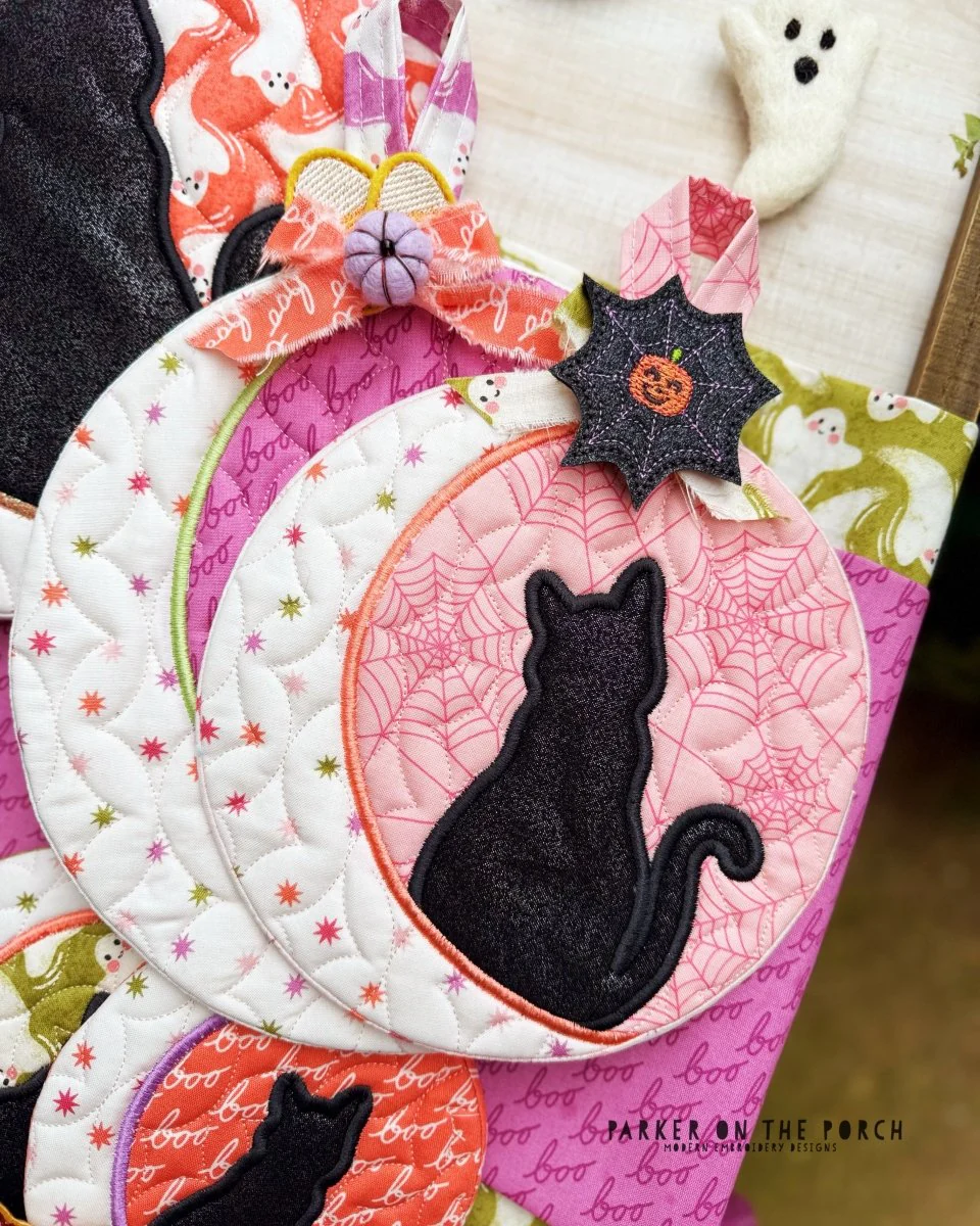 Cat in the Moon Hot Pad – Digital Embroidery Pattern Download