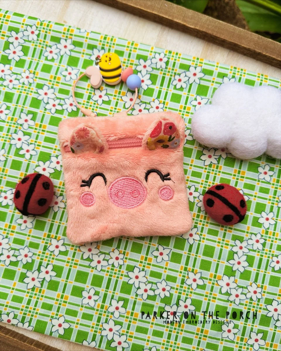 Digital Download - Backpack Buddy Zipper Bag- Pig
