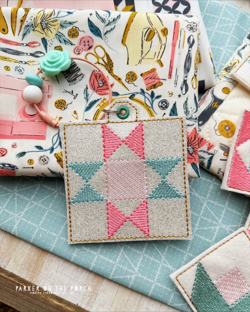 Digital Download- Bag Tag- Quilt Block- Ohio Star