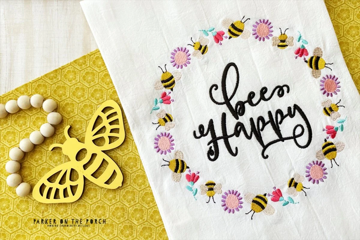 Digital Download- Bee Happy Circle Embroidery Fill