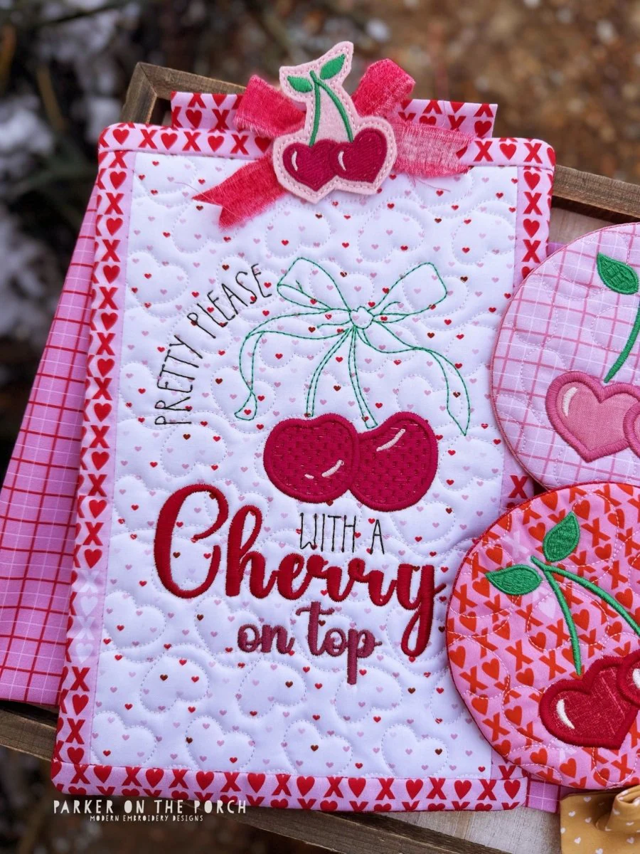 Digital Download - Cherry on Top Mini Quilt ( Single Stand )