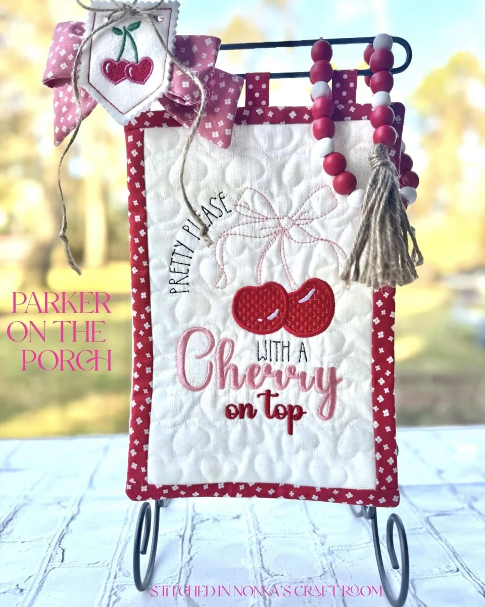 Digital Download - Cherry on Top Mini Quilt ( Single Stand ) - Image 2