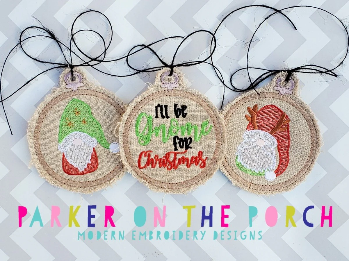 Digital Download- Embroidery Hoop Gnome Ornaments 2019