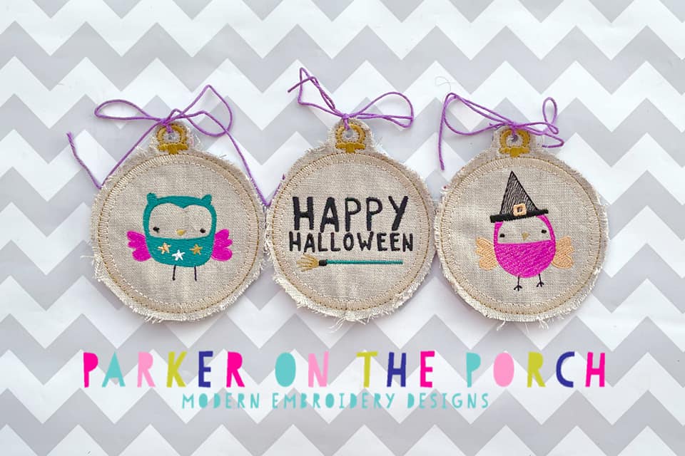 Digital Download- Embroidery Hoop Ornaments Happy Halloween