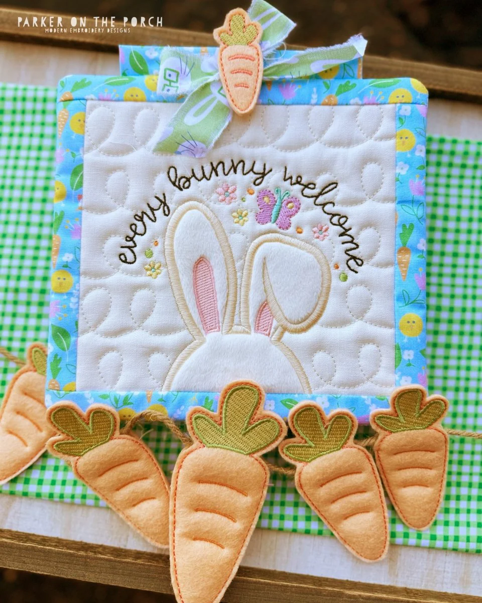 Digital Download - Every Bunny Welcome Mini Quilt Set ( SQUARE Single Stand )