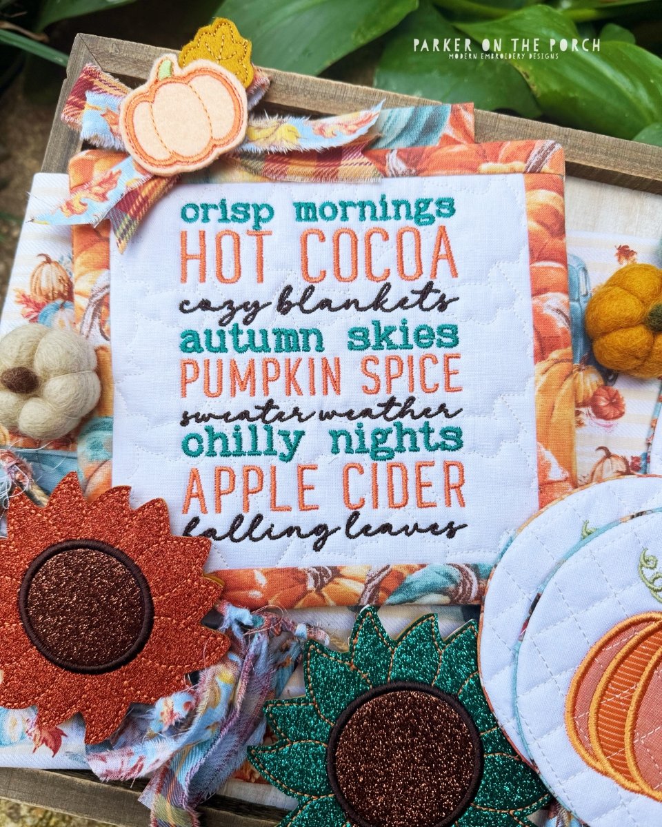 Digital Download - Fall Words Mini Quilt ( SQUARE Single Stand )