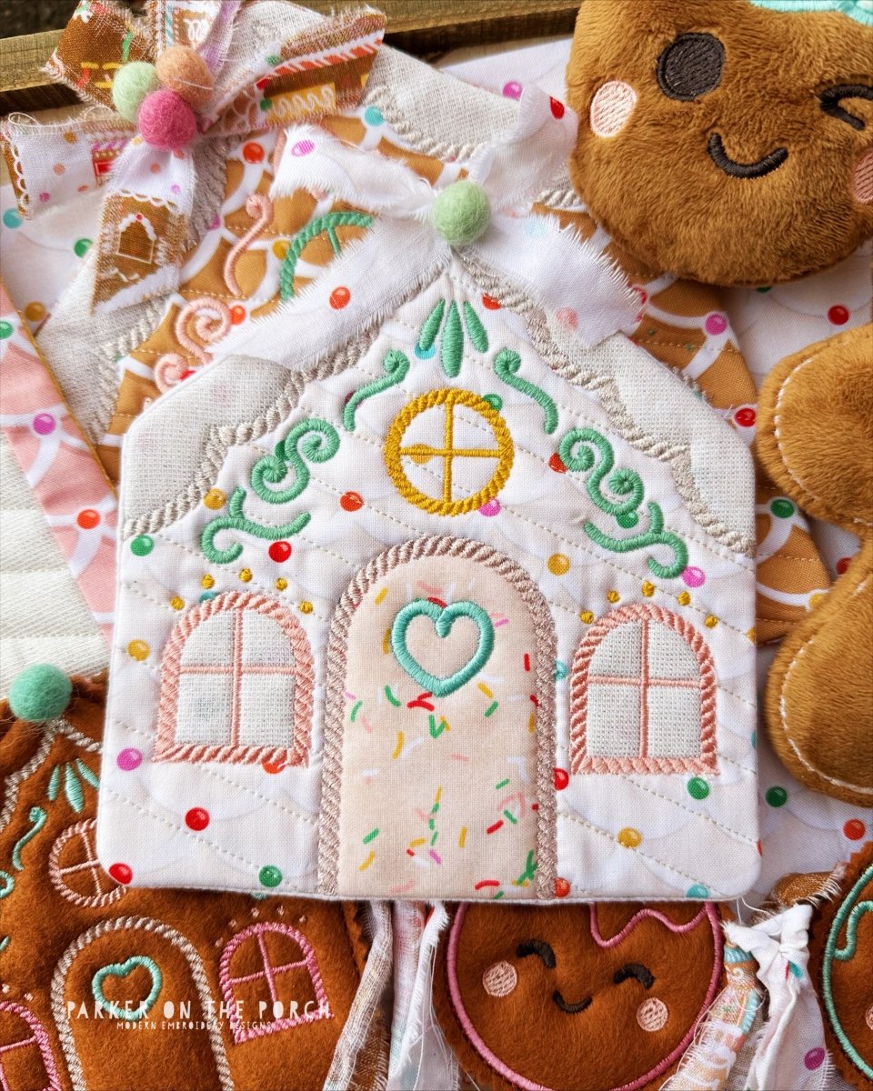 Digital Download - Gingerbread House Mug Rug & Hot Pad set