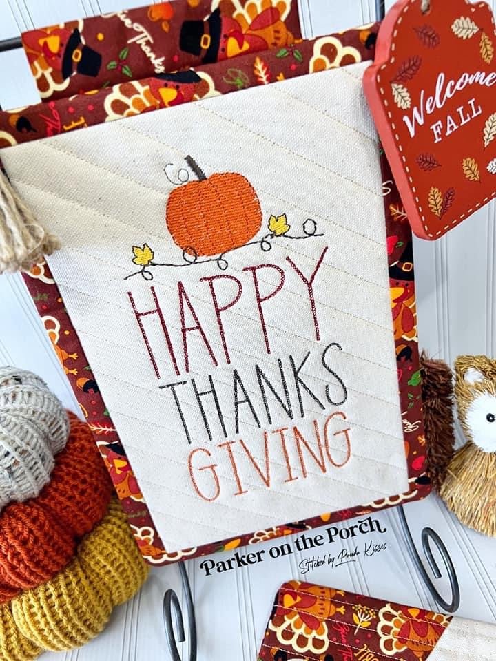 Digital Download - Give Thanks Collection- Happy Thanksgiving- Mini Quilt ( Single Stand ) - Image 2