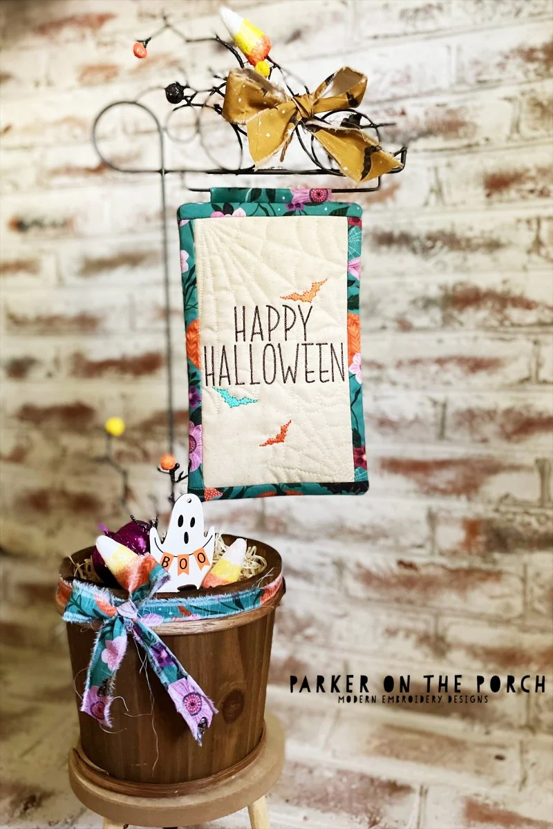 Digital Download - Halloween Vibes Collection- Happy Halloween- Mini Quilt ( Single Stand )