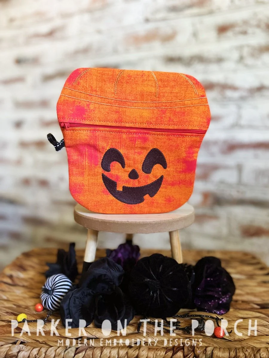 Digital Download- Happy Halloween Pail Zipper Bag- Pumpkin