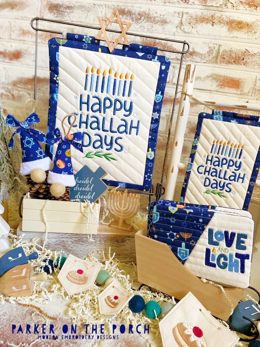 Digital Download - Happy Hanukkah Collection- Happy Challah Days- Mini Quilt ( Single Stand ) - Image 2