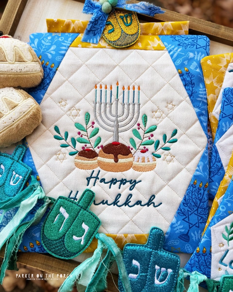 Digital Download - Happy Hanukkah Mini Quilt ( Single Stand )