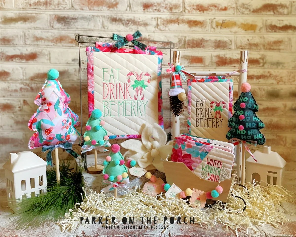 Digital Download - Happy Holidays Collection- Eat Drink Be Merry- Mini Quilt ( Single Stand ) - Image 2