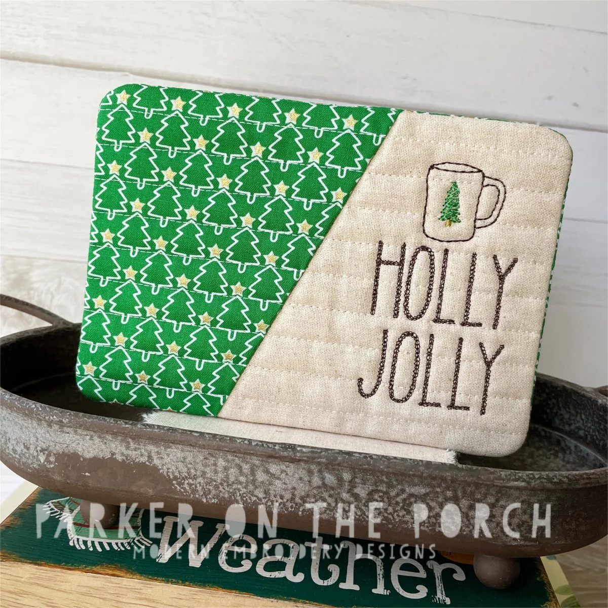 Digital Download - Home for the Holidays Collection - Mug Rug - Holly Jolly