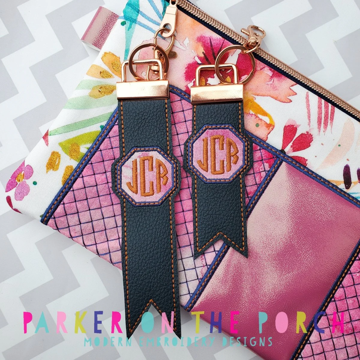 Digital Download- Monogram Flag Fobs KeyFob- Octagon - Image 2
