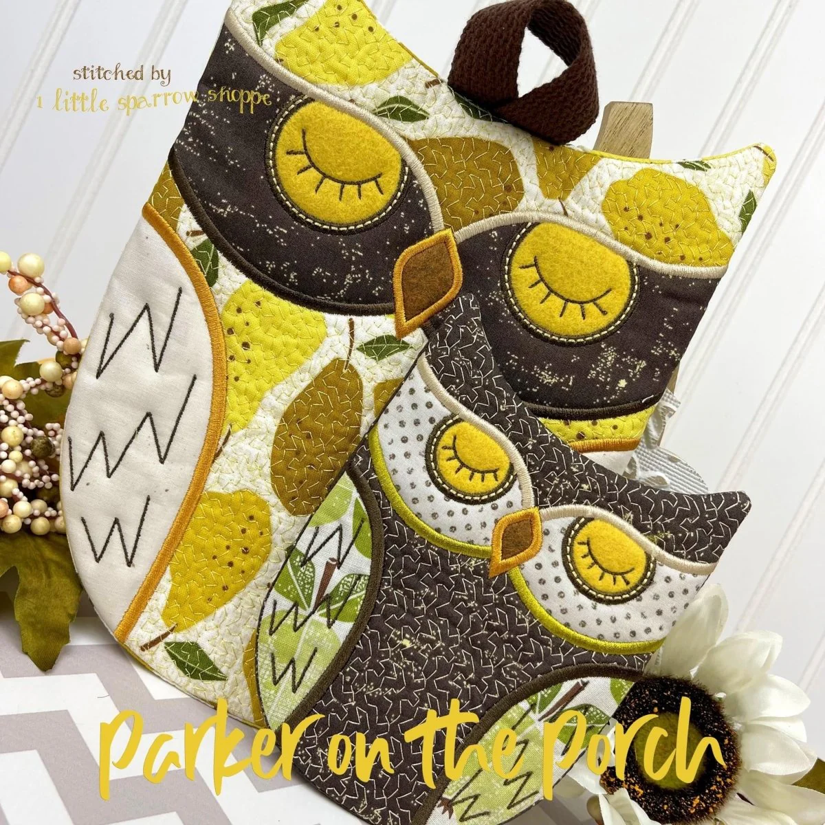 Digital Download -Give Thanks Collection- Owl Mug Rug and Hot Pad Set - Image 2