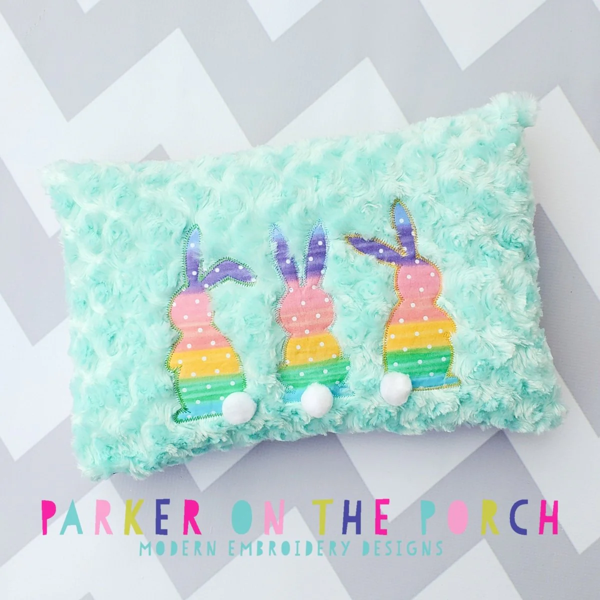 Digital Download- Shabby Applique Bunny Trio - Embroidery Fill