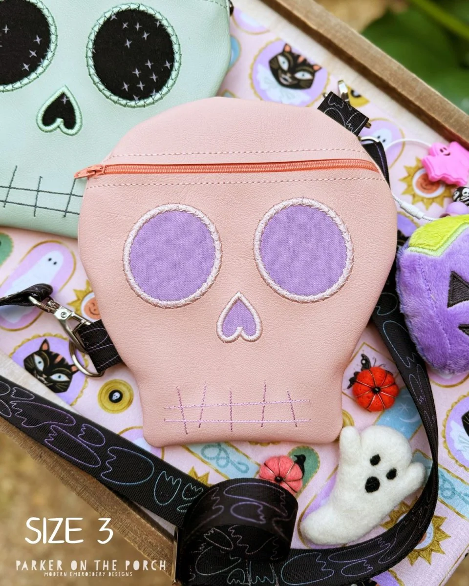 Digital Download - Zipper Size 3 - Clean Stitch Skull Zipper Bag