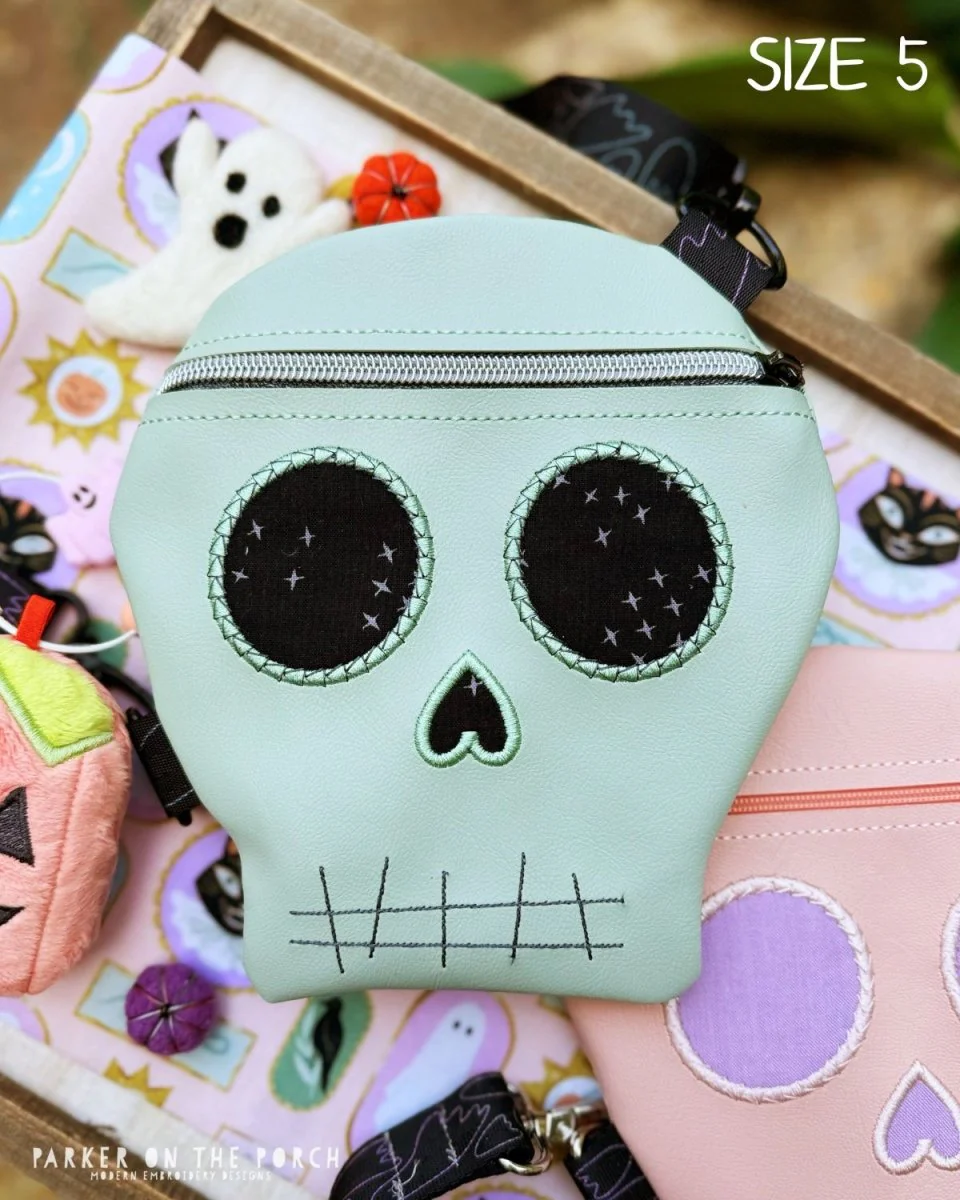 Digital Download - Zipper Size 5 - Clean Stitch Skull Zipper Bag