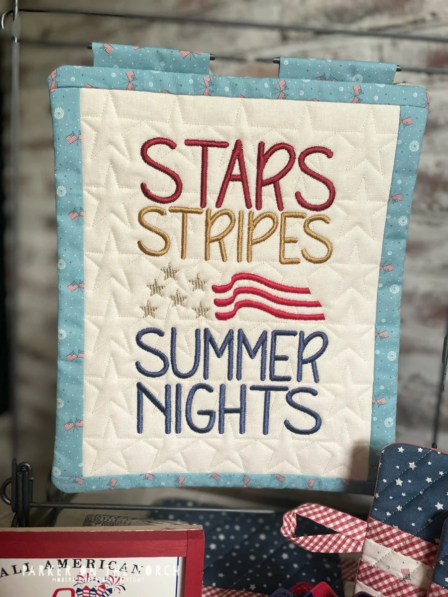 Digital Download - Stars Stripes Summer Nights Mini Quilt ( Single Stand )