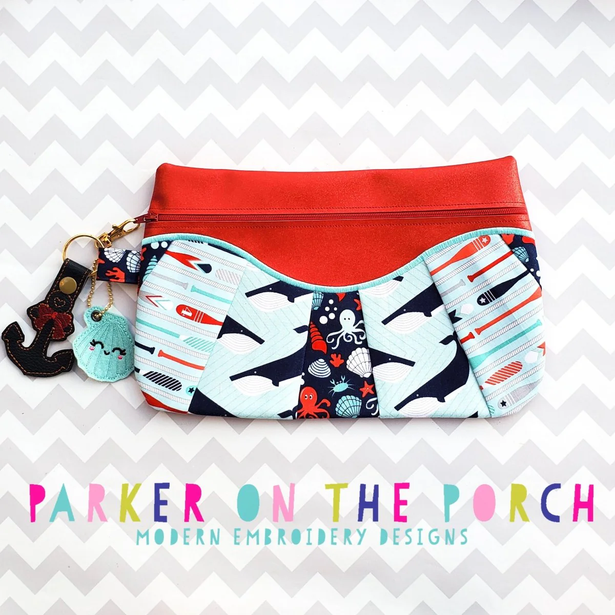 Digital Download- The Daybreak - Front Zip -Pieced Front Applique Zipper Bag