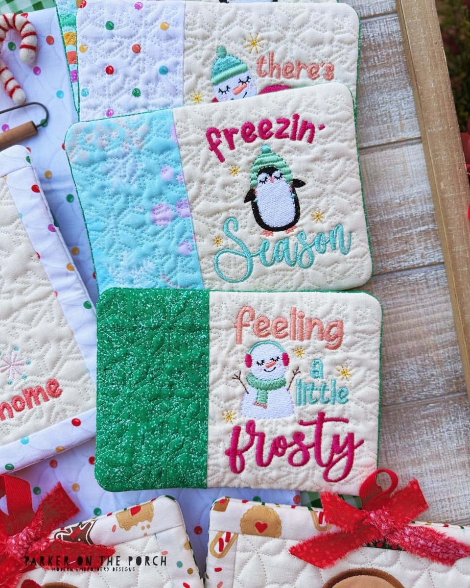 Frosty Friends Mug Rug Bundle – Digital Embroidery Pattern Download - Image 2