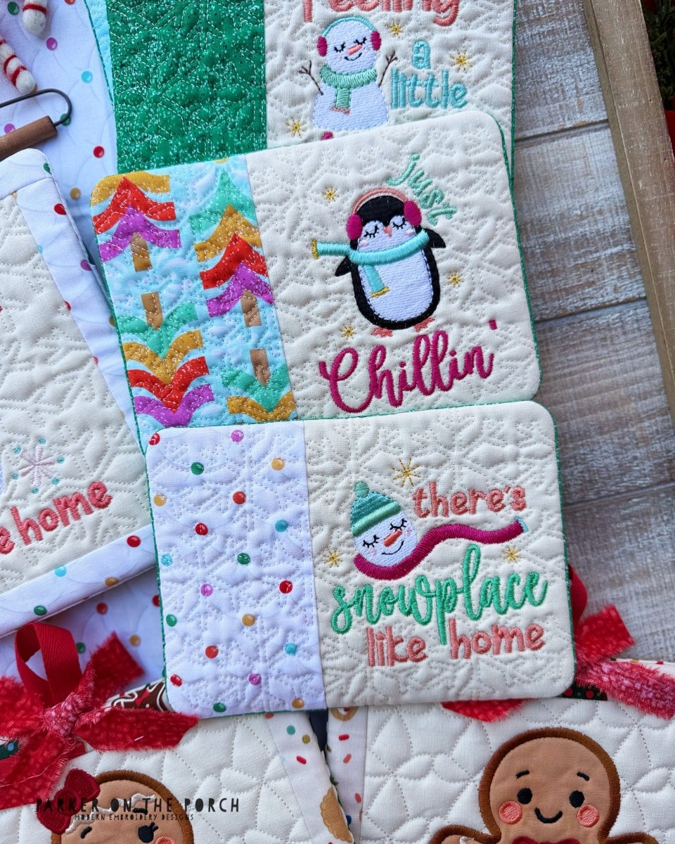Frosty Friends Mug Rug Bundle – Digital Embroidery Pattern Download - Image 3