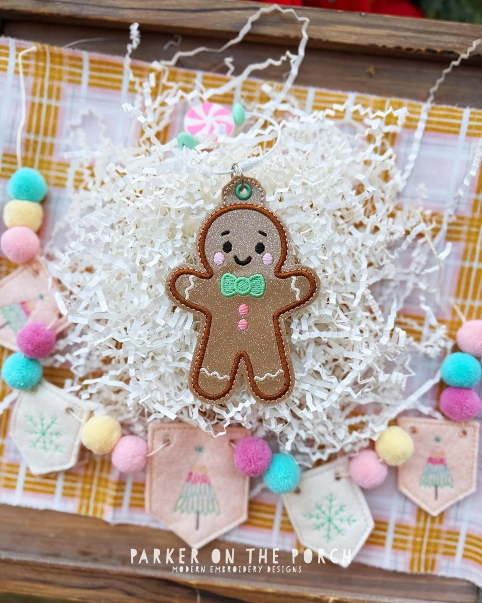 Gingerbread Boy Bag Tag – Digital Embroidery Pattern Download