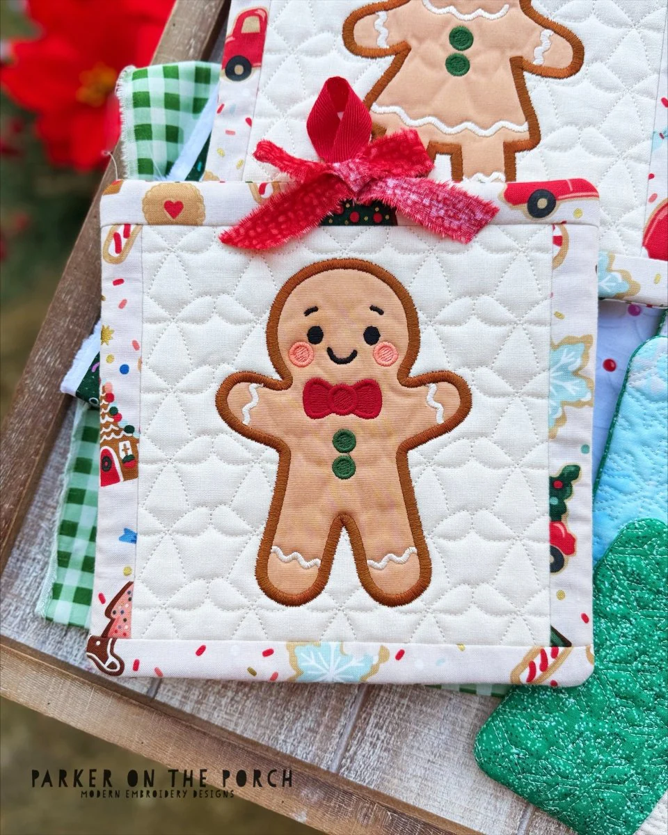 Gingerbread Boy Hot Pad – Digital Embroidery Pattern Download