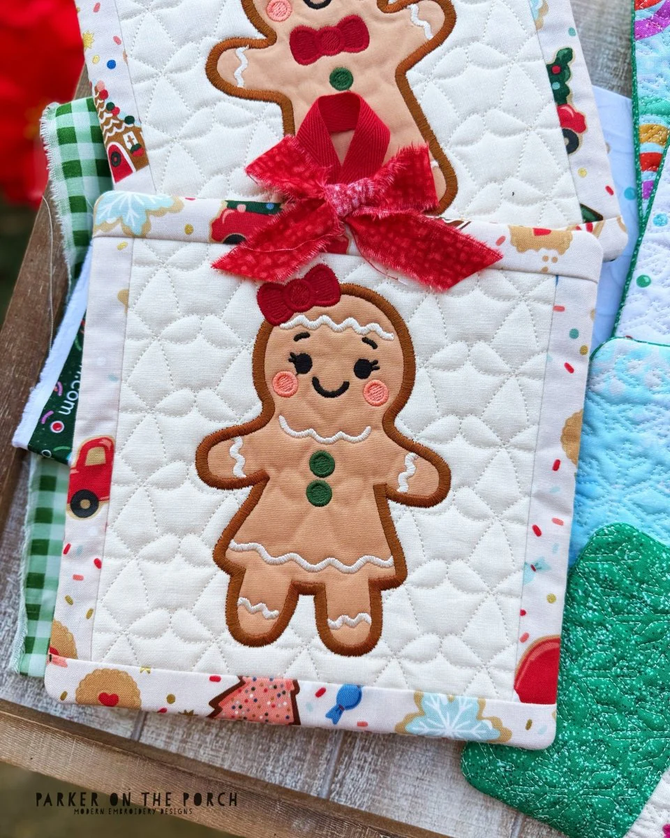 Gingerbread Girl Hot Pad – Digital Embroidery Pattern Download