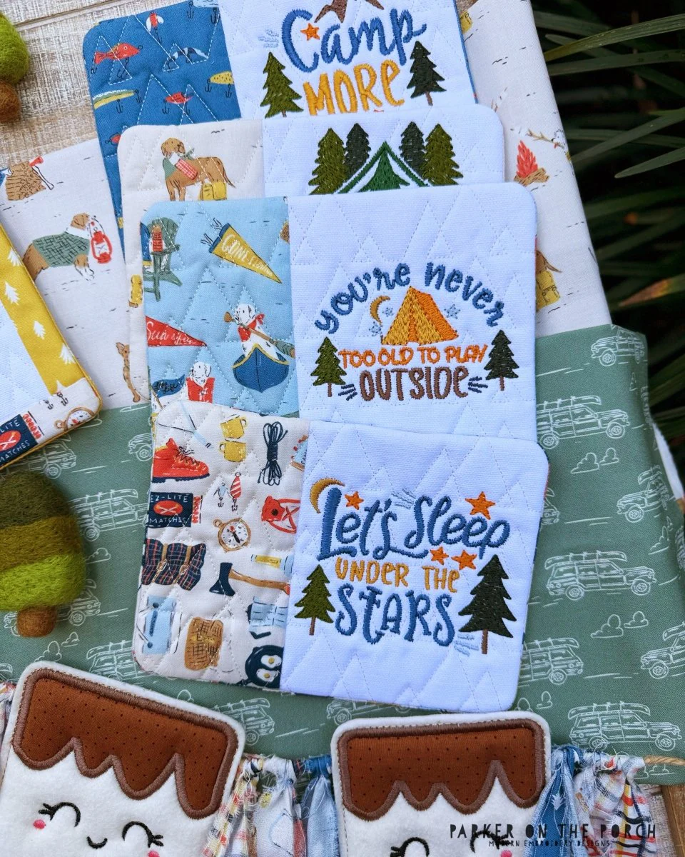 Let's Camp Mug Rug Bundle – Digital Embroidery Pattern Download - Image 2