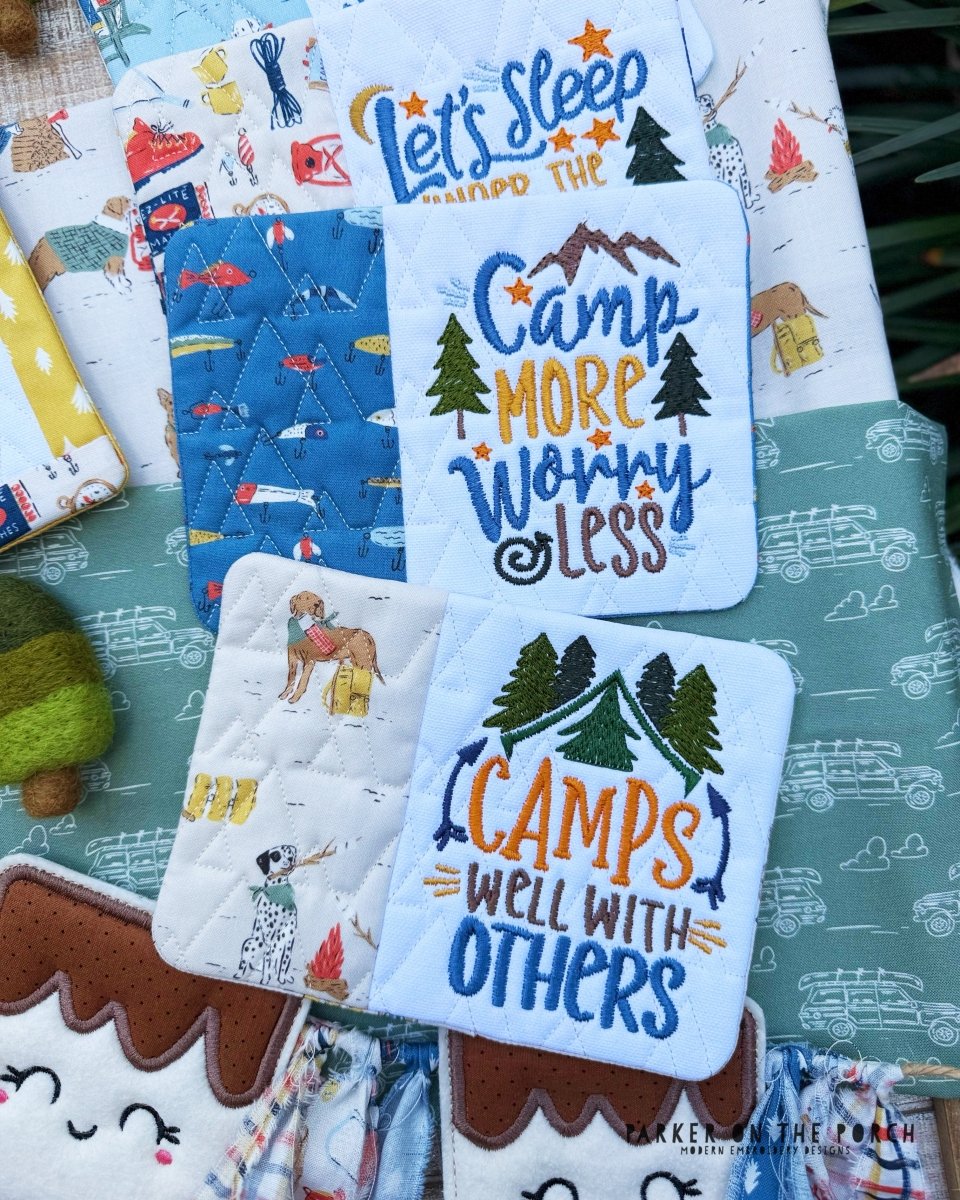 Let's Camp Mug Rug Bundle – Digital Embroidery Pattern Download - Image 3