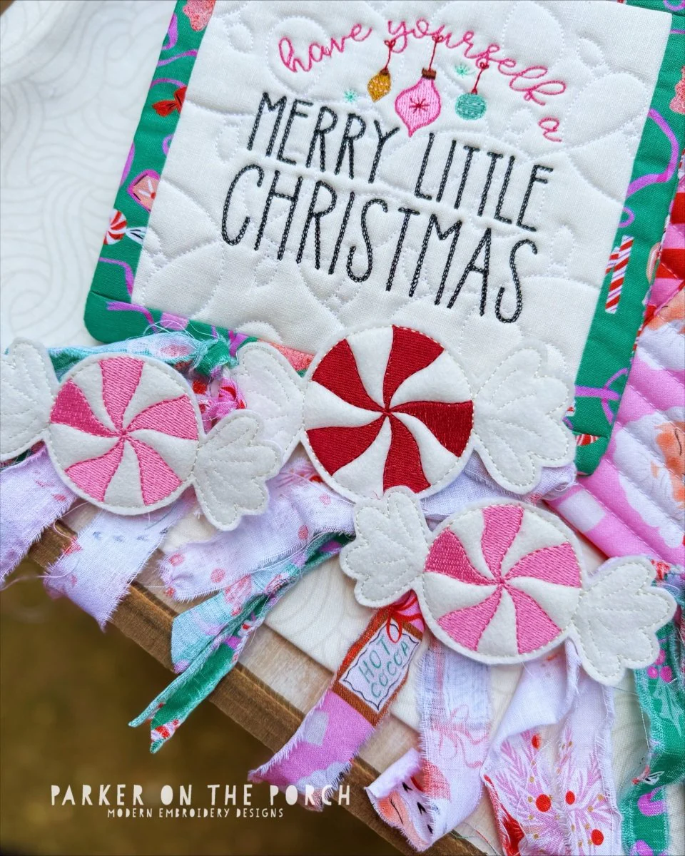 Peppermint Candy Puff Banner – Digital Embroidery Pattern Download