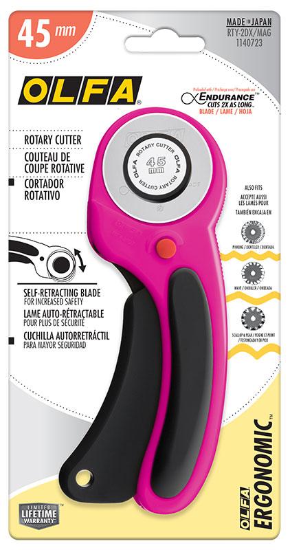 Pink OLFA 45mm Ergonomic Rotary Cutter RTY-2DX - Image 2