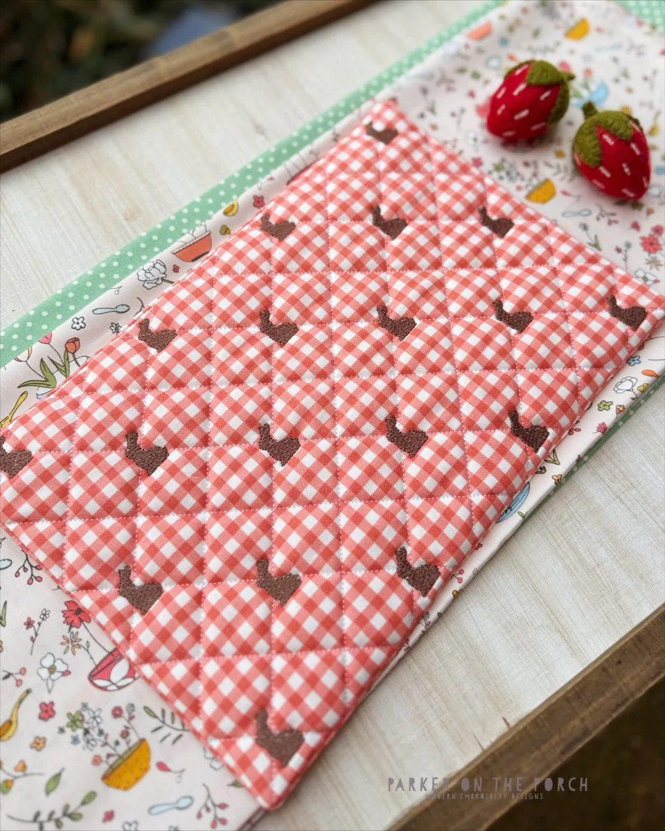 Quilted Chocolate Bunny Placemats – Digital Embroidery Pattern Download