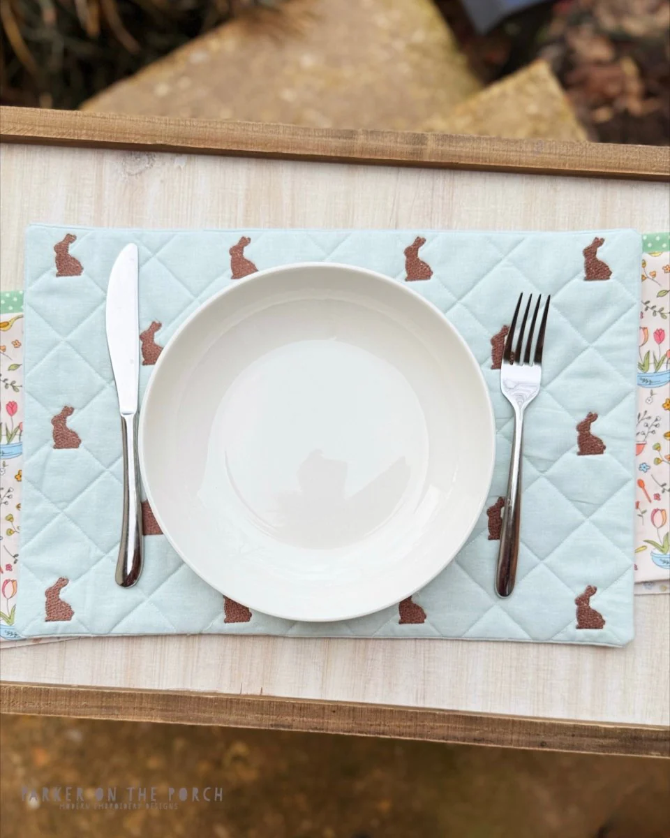 Quilted Chocolate Bunny Placemats – Digital Embroidery Pattern Download - Image 2
