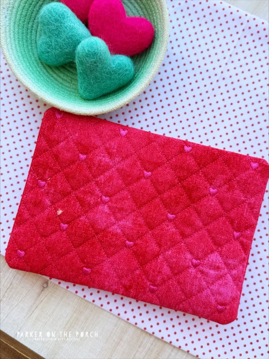 Quilted Hearts Mug Rug– Digital Embroidery Pattern Download