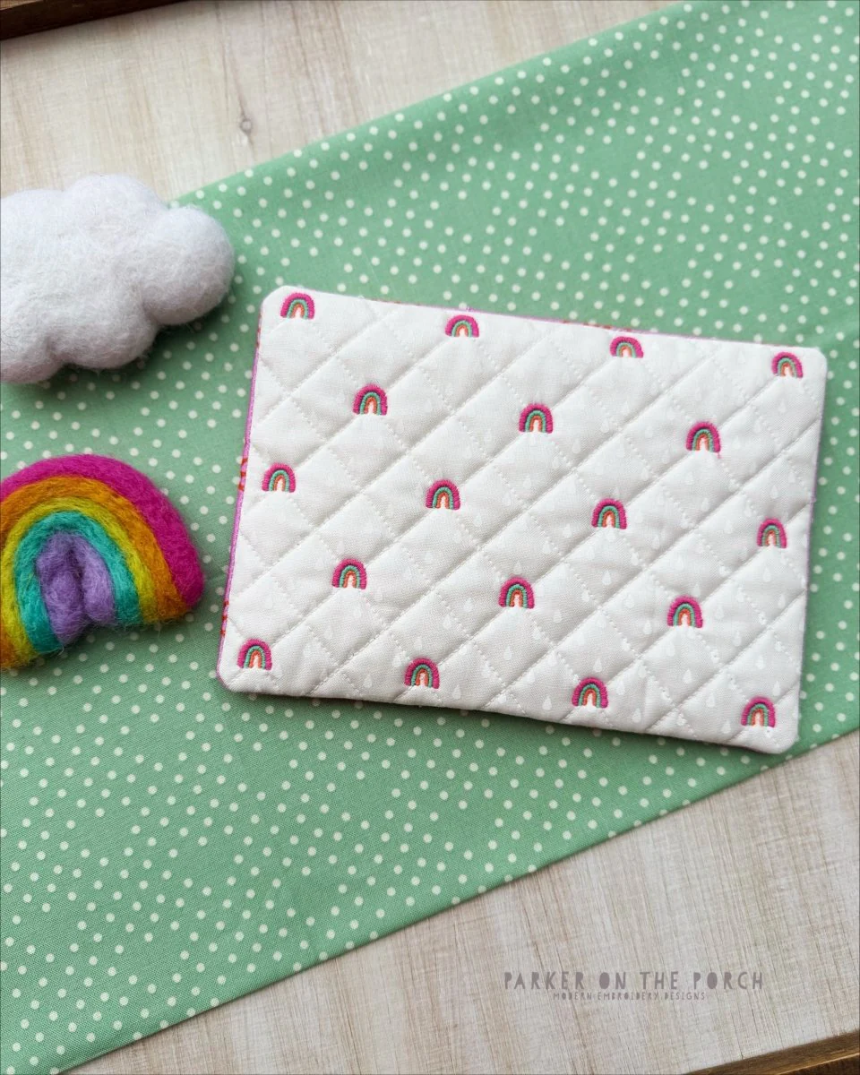 Quilted Rainbow Mug Rug– Digital Embroidery Pattern Download