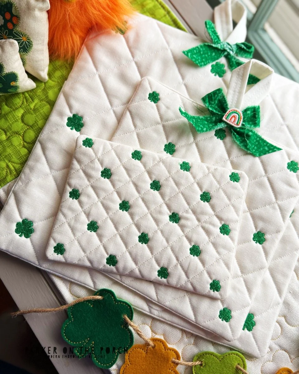 Quilted Shamrock Mug Rug– Digital Embroidery Pattern Download - Image 2