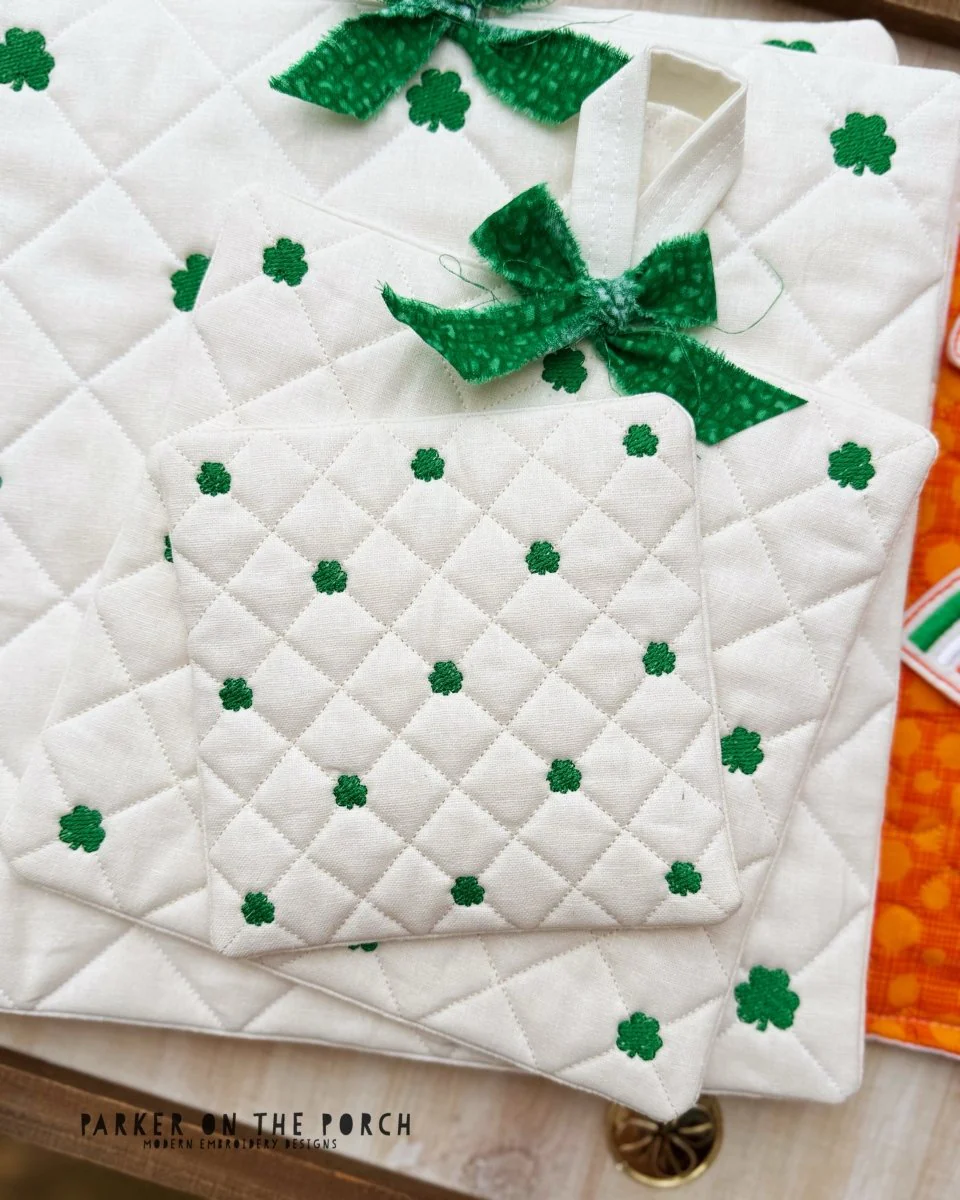 Quilted Shamrock Coaster– Digital Embroidery Pattern Download