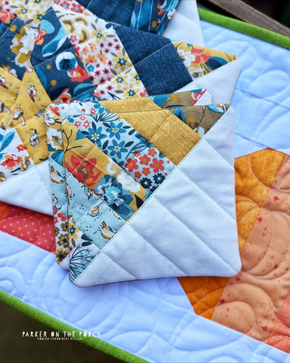 Scrappy Half Square Triangle Coaster – Digital Embroidery Pattern Download