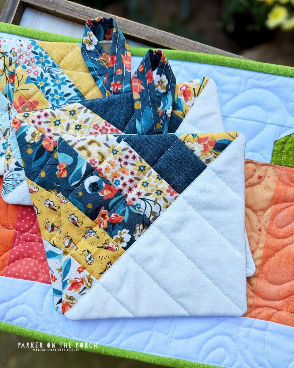 Scrappy Half Square Triangle Hot Pad – Digital Embroidery Pattern Download