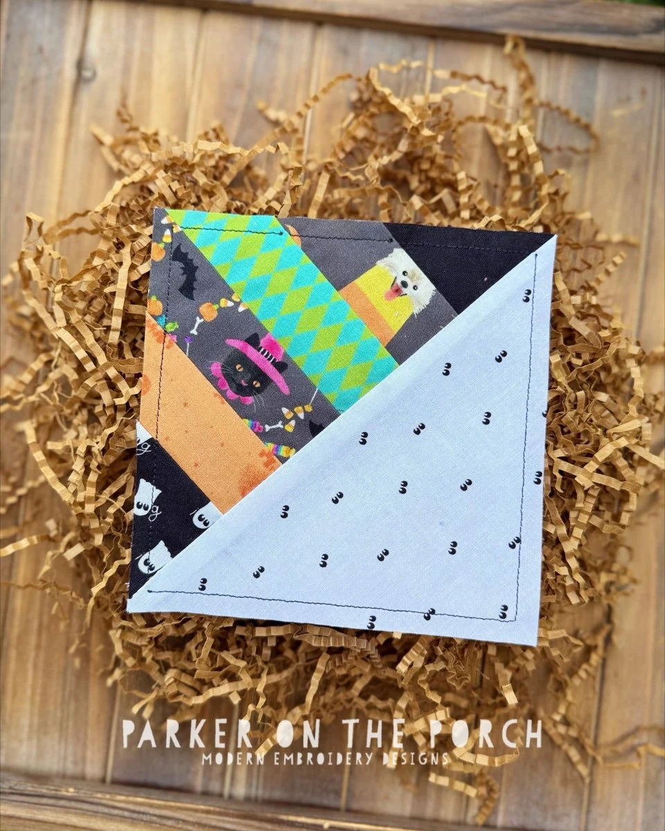 Scrappy Half Square Triangle Quilt Block – Digital Embroidery Pattern Download - Image 2