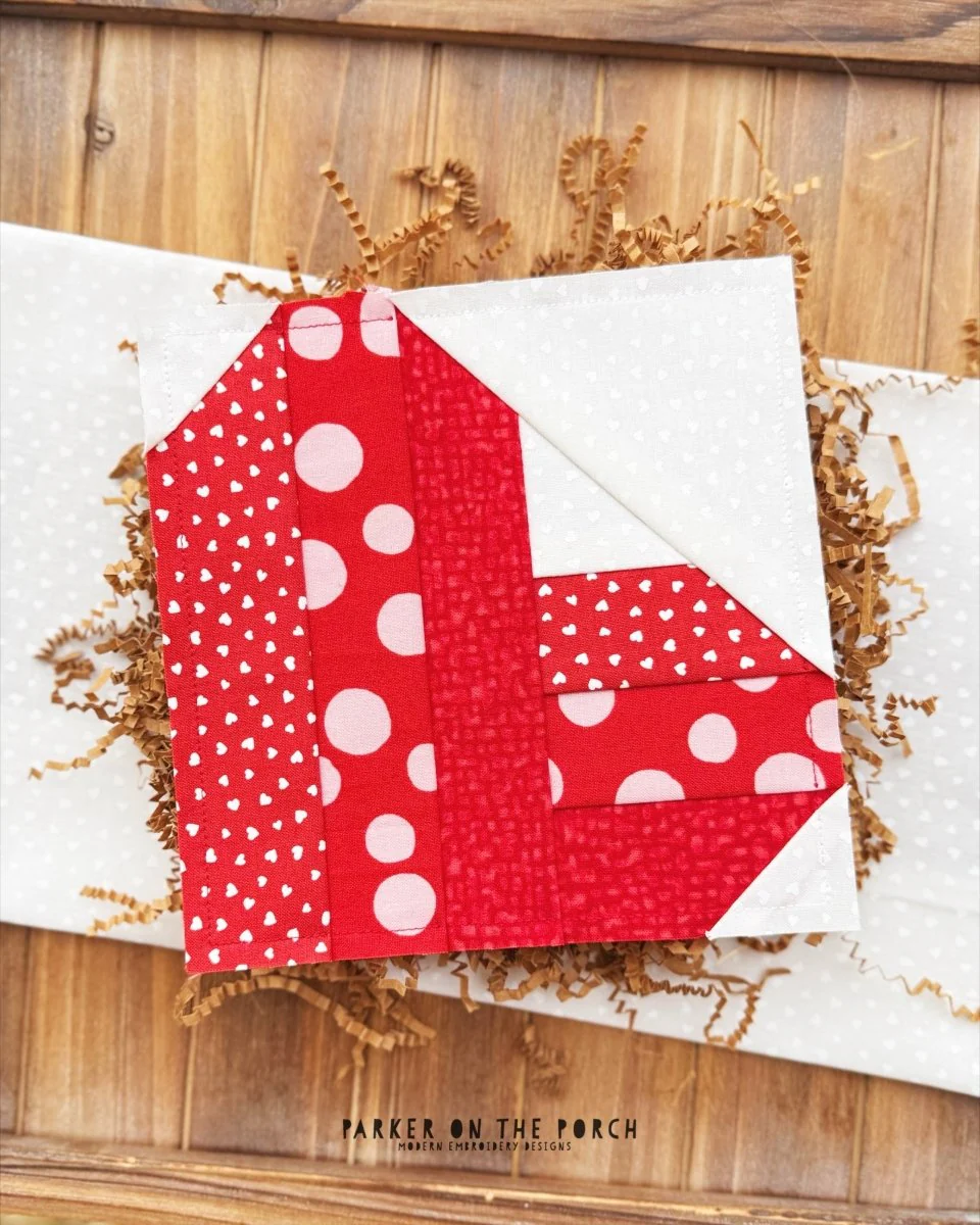Scrappy Heart Quilt Block – Digital Embroidery Pattern Download