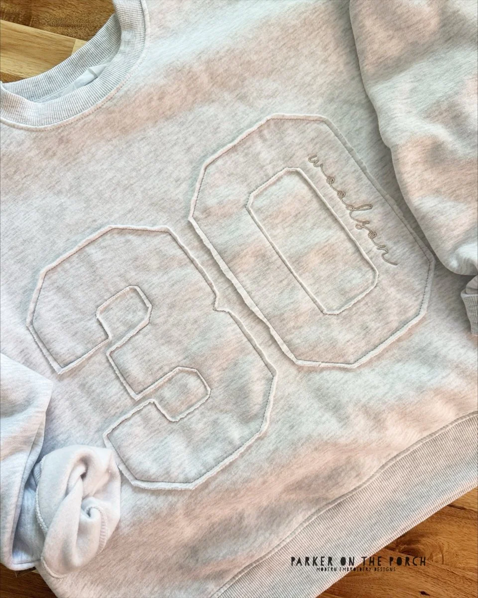 Shabby Applique Font- Squad Numbers (0-9) - Digital Embroidery Pattern Download - Image 2