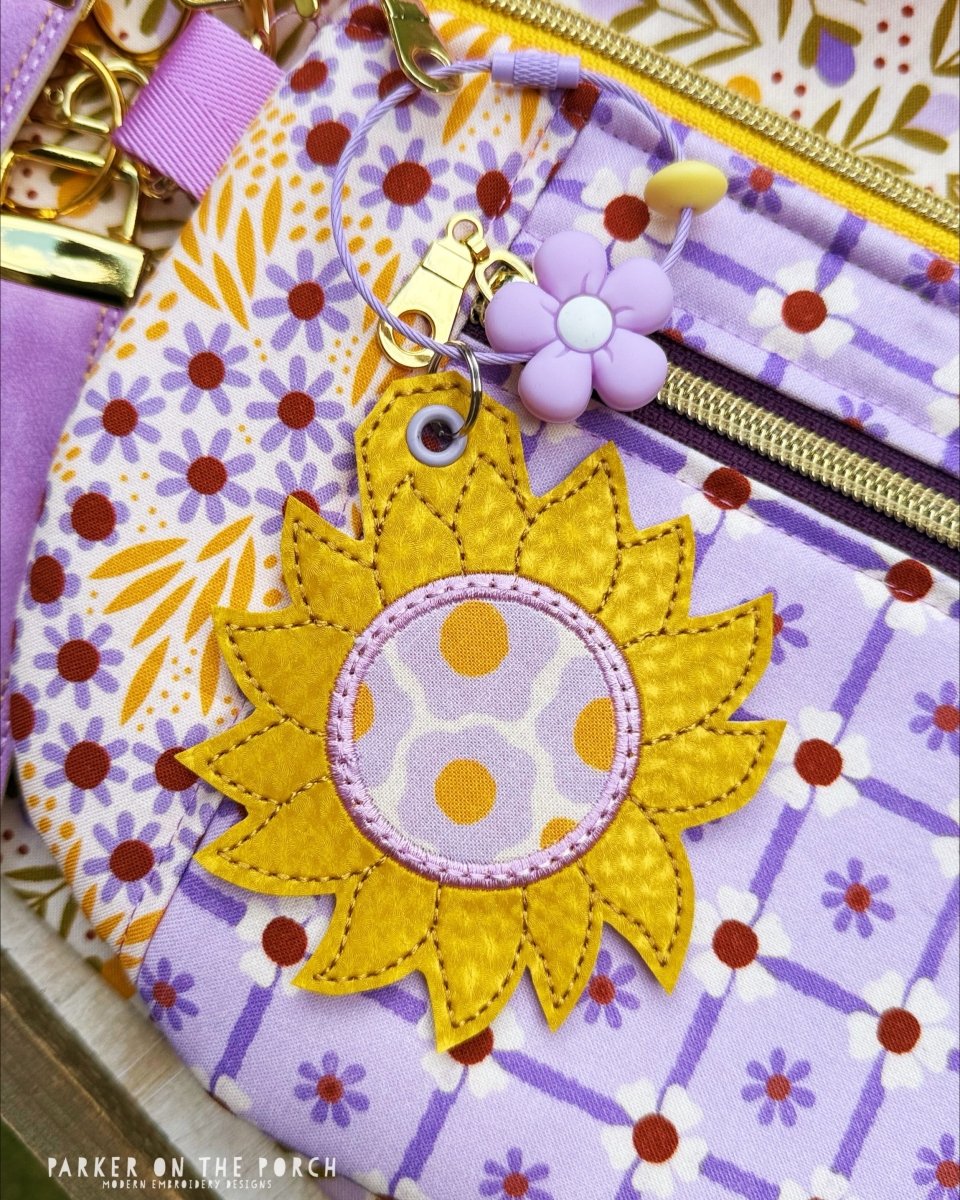 Sunflower Bag Tag – Digital Embroidery Pattern Download