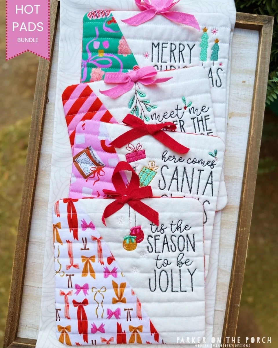 Vintage Christmas Hot Pad Bundle – Digital Embroidery Pattern Download