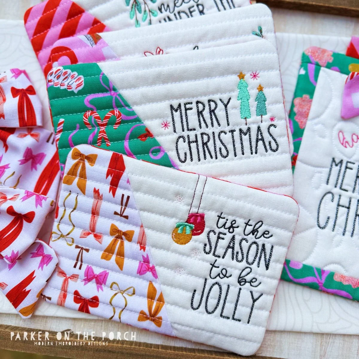 Vintage Christmas Mug Rug Bundle – Digital Embroidery Pattern Download - Image 2