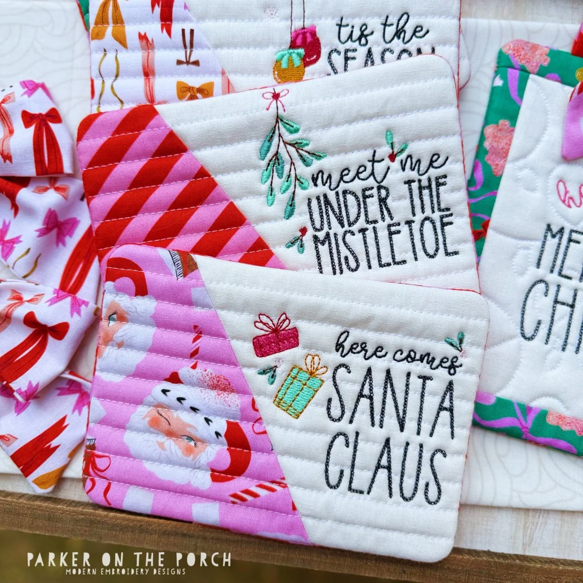 Vintage Christmas Mug Rug Bundle – Digital Embroidery Pattern Download - Image 3